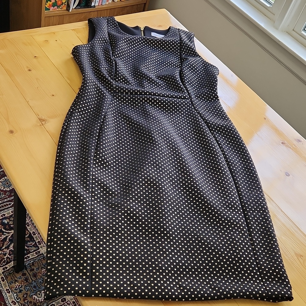 Calvin Klein Black Gold Sheath Pencil Dress 14 - Picture 8 of 15